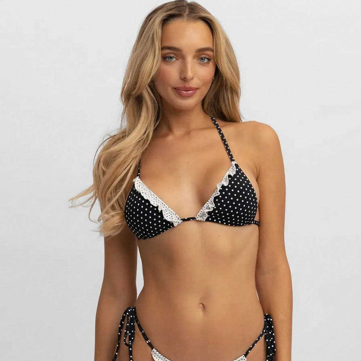 Dame trekant-bikini med spidsdetaljer Skovae