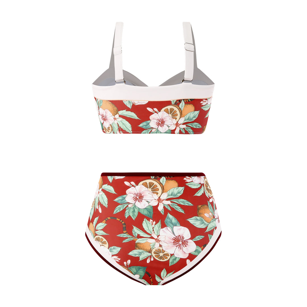 Dame højtaljet bikini med aftageligt pude og blomsterprint Stilla