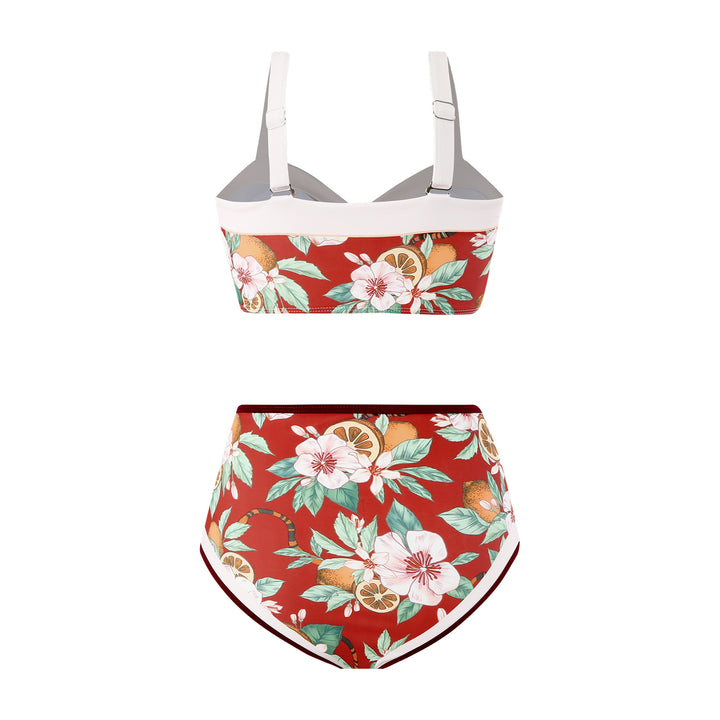 Dame højtaljet bikini med aftageligt pude og blomsterprint Stilla