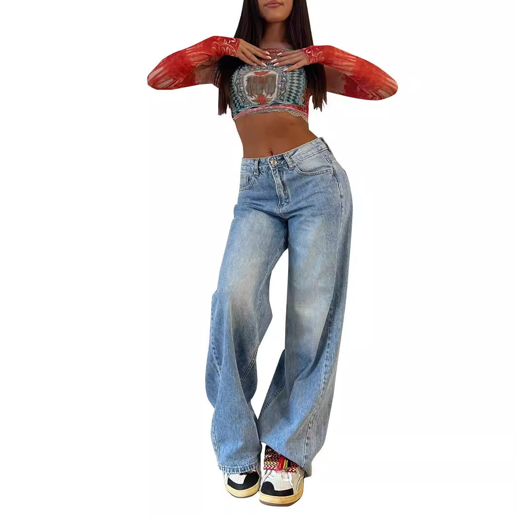 Dame High-Waist Wide-Leg Jeans med afslappet pasform og høj kvalitet forarbejdning Stilla