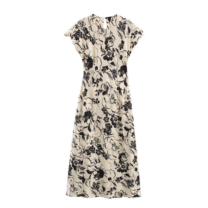 Stilla | Elegant Print Satin Tekstur Kjole