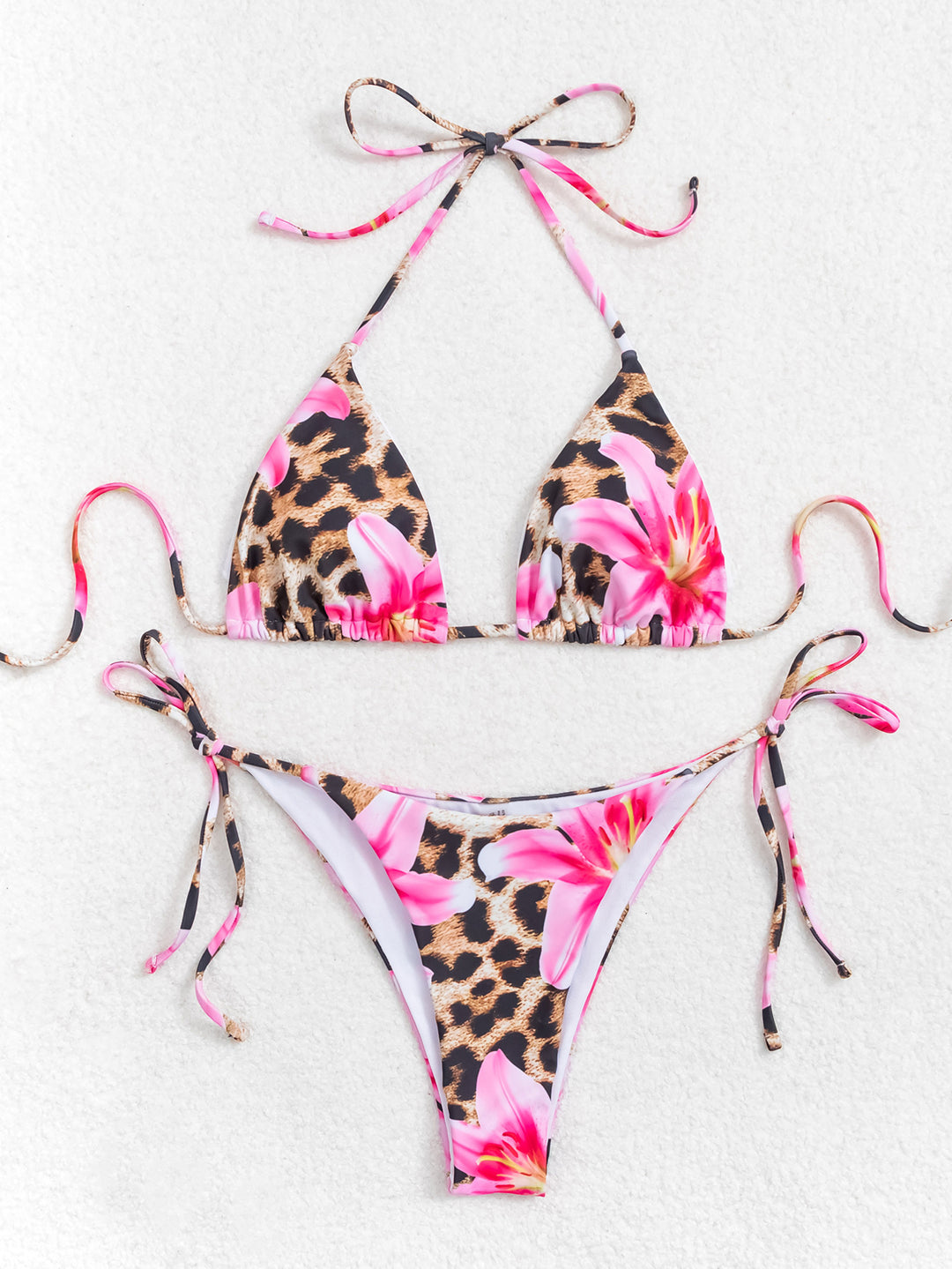 Dame triangel-bikini med blomstret og dyremønster Skovae
