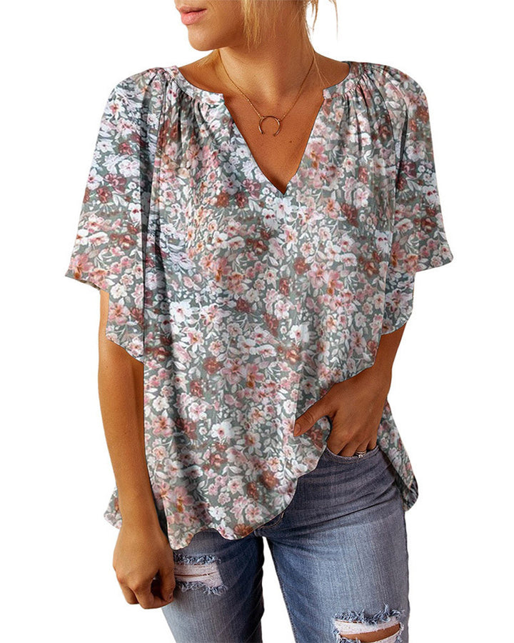 Damebluse med blomsterprint Stilla