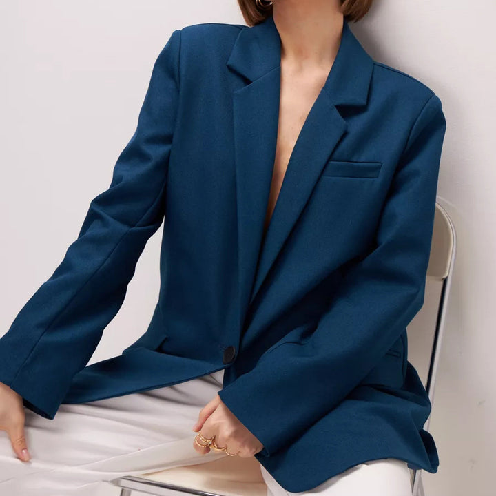 Dame elegant Oversized Blazer med fin tekstur og minimalistisk knapliste Stilla