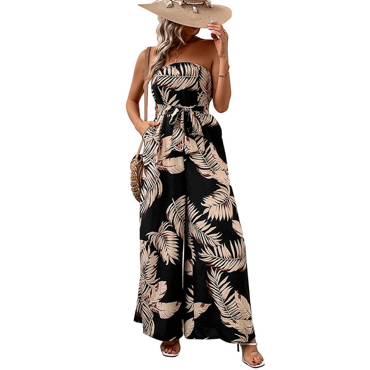 Dame strapless Maxi-jumpsuit med bindebælte-detalje Stilla