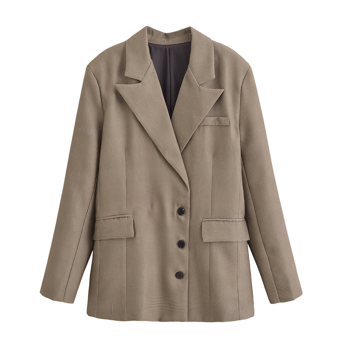 Femme skræddersyet houndstooth mønster blazer Stilla