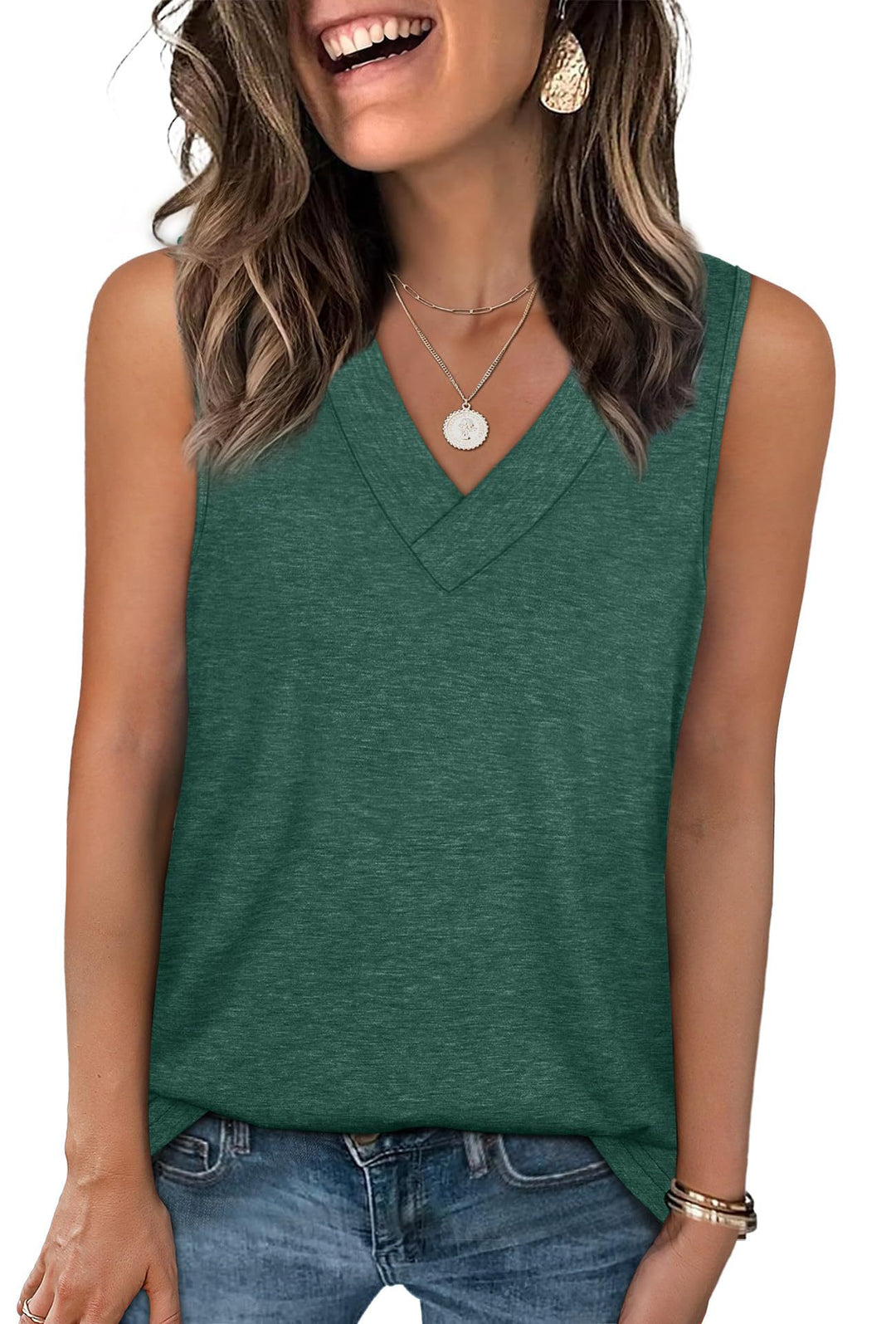 Dame Relaxed Fit V-Udskæring Tanktop Stilla