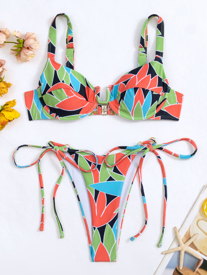 Dame Push-Up Bikini med detaljeret mønster og justerbare stropper Stilla