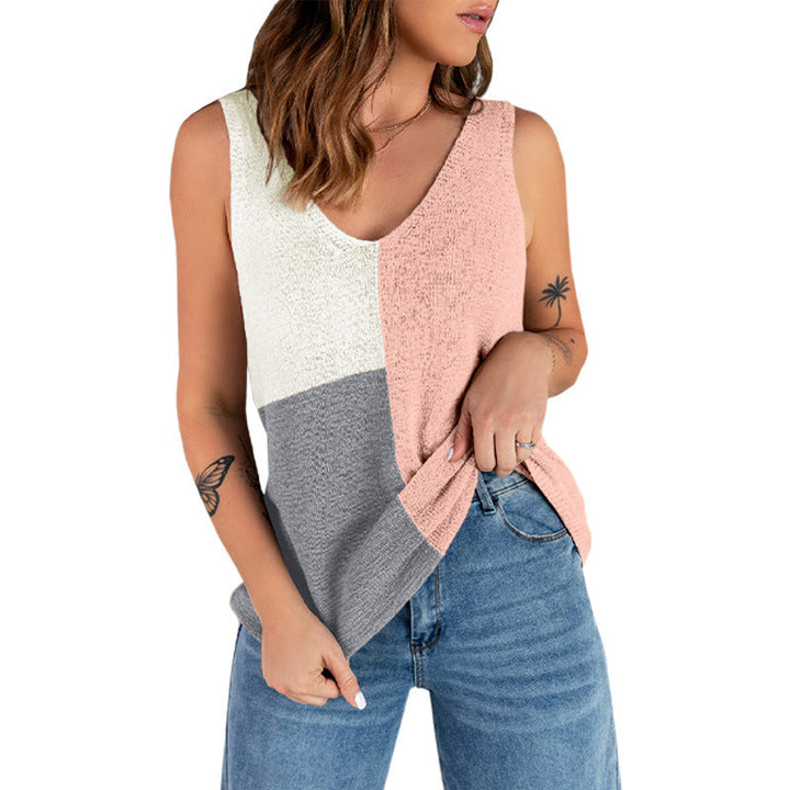 Kvinder Farveblok Strik Tanktop Stilla
