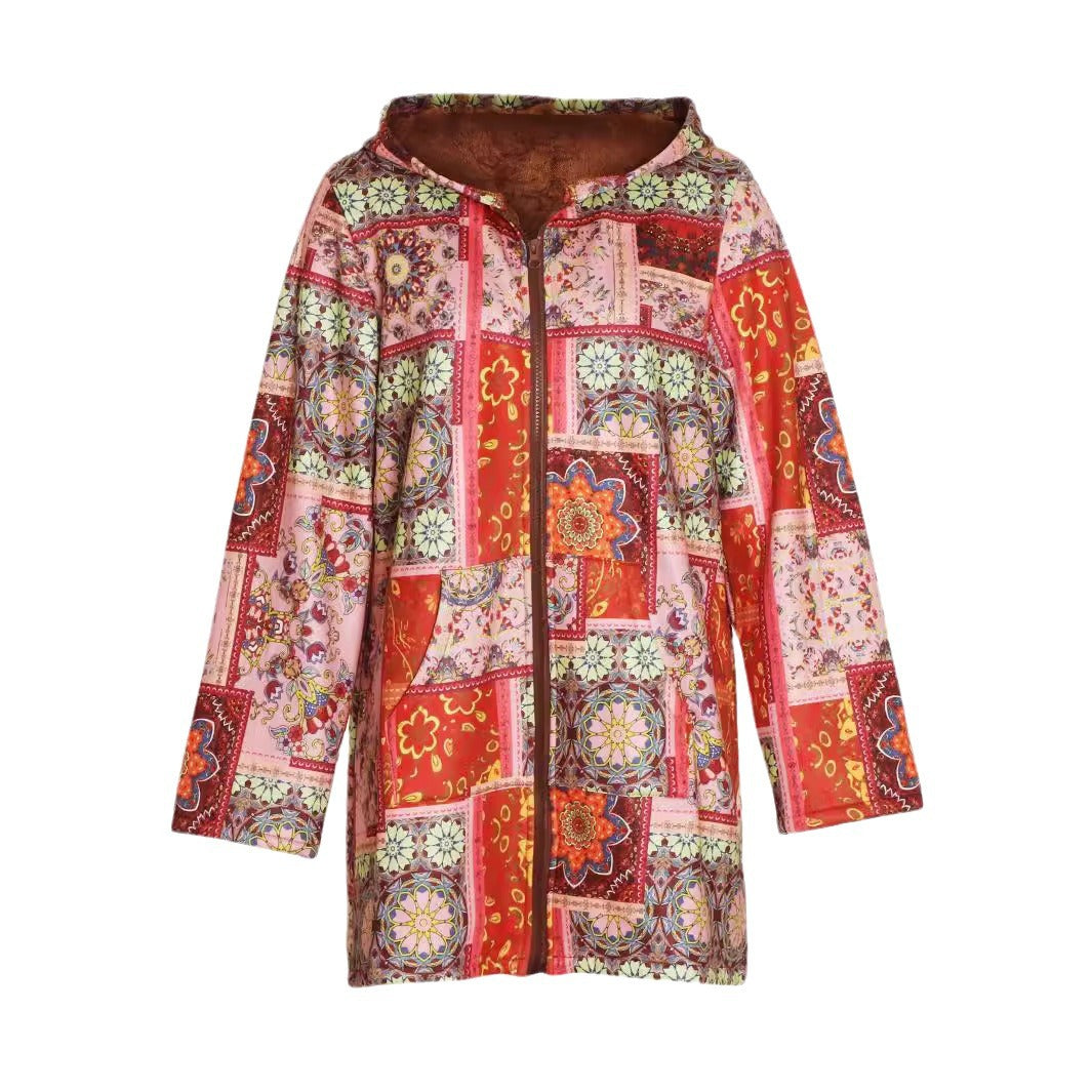 Femme Komfortabel Patchwork Hættejakke Stilla