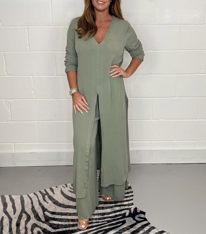 Dame Elegant Maxikjole med Slids Stilla