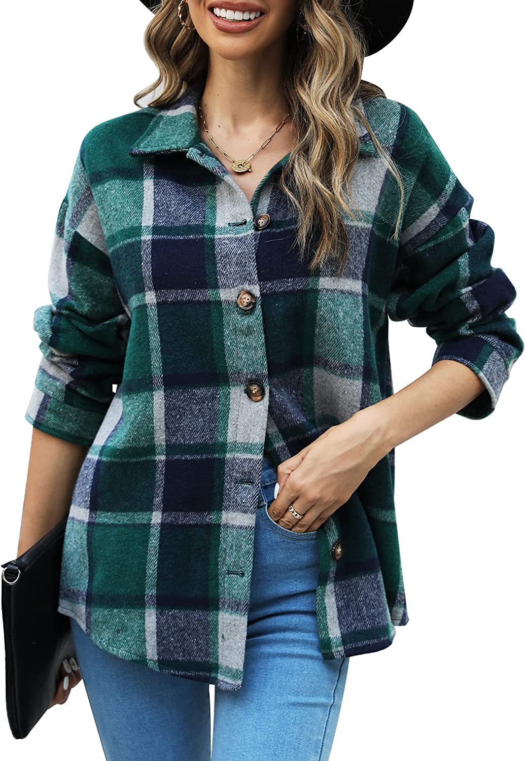 Dame Oversized Flannel Skjorte Stilla