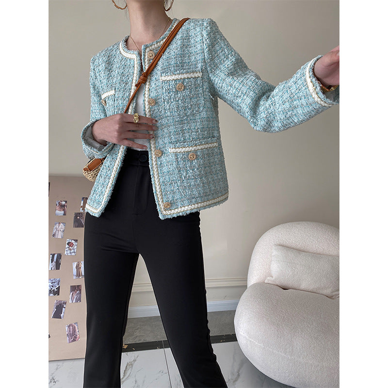 Damer Elegant Boucle Jakke med Dekorative Knapper Stilla
