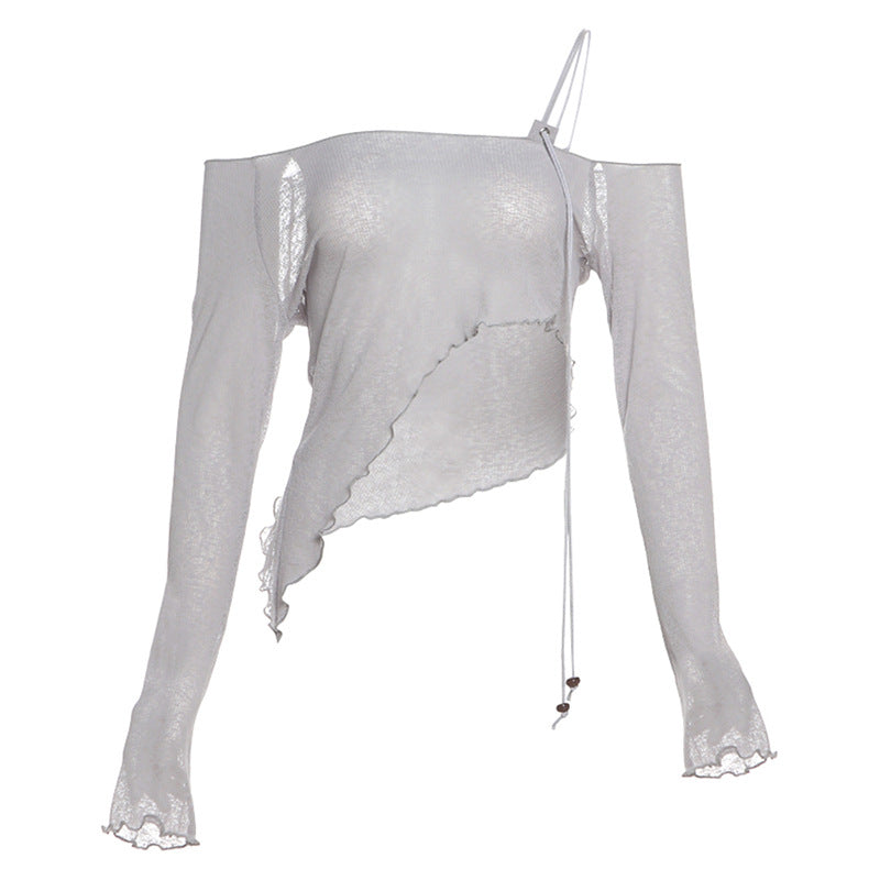 Dame kreativ overdel med asymmetrisk snit og off-shoulder design Stilla