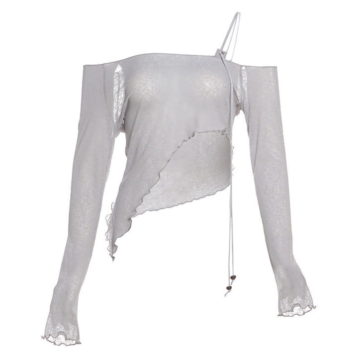 Dame kreativ overdel med asymmetrisk snit og off-shoulder design Stilla