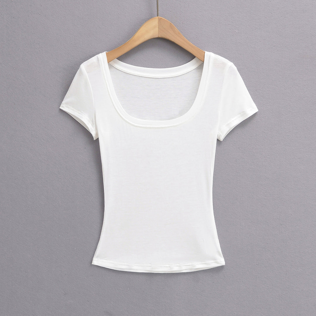 Dame Rundhalset T-shirt i blødt, elastisk materiale med figursyet snit Stilla