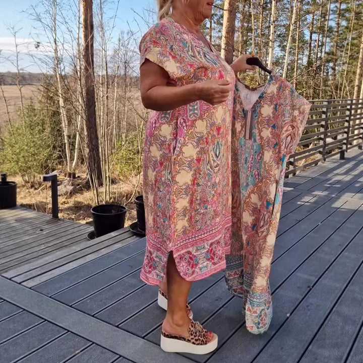 Dame luftig Maxikjole med legende tryk Stilla