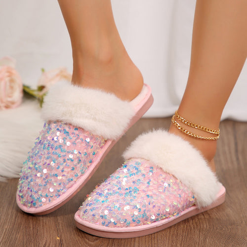 Dame Glitrende Hjemmesko med Blødt Kunstpels Stilla