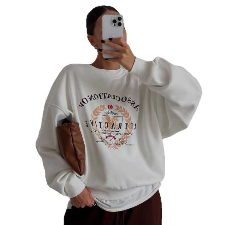 Kvinders sweatshirt med kreativ tekst og oversized pasform Stilla
