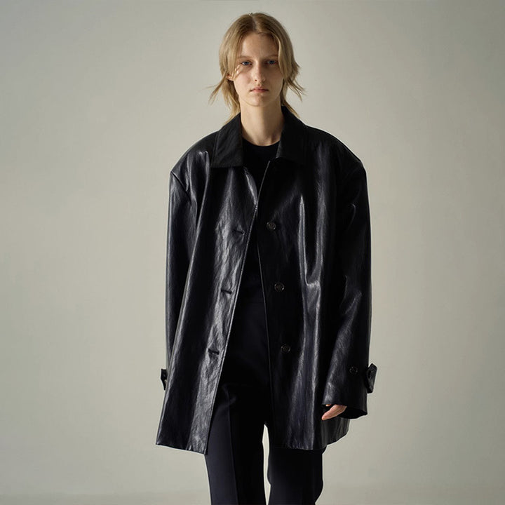 Kvinders fashionable faux læderjakke med oversized pasform Stilla