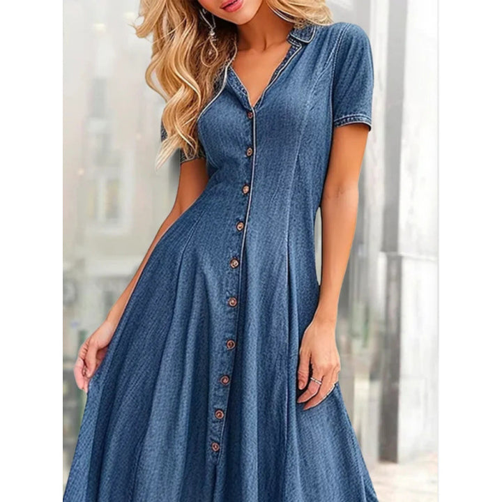 Femme Denim Knap-Up Midi Kjole Stilla