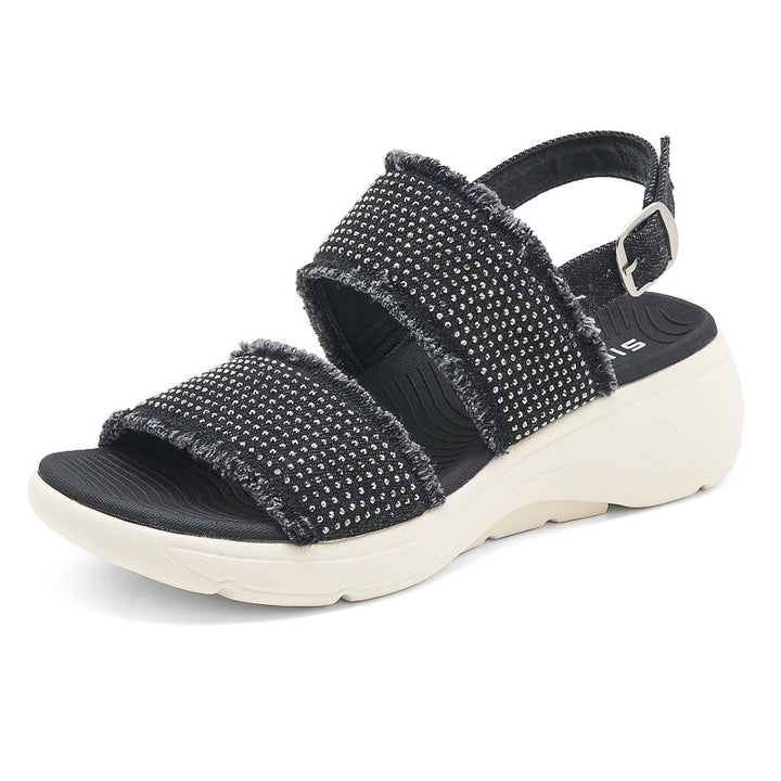 Dame sandaler med glitrende accenter og ergonomisk sål Stilla