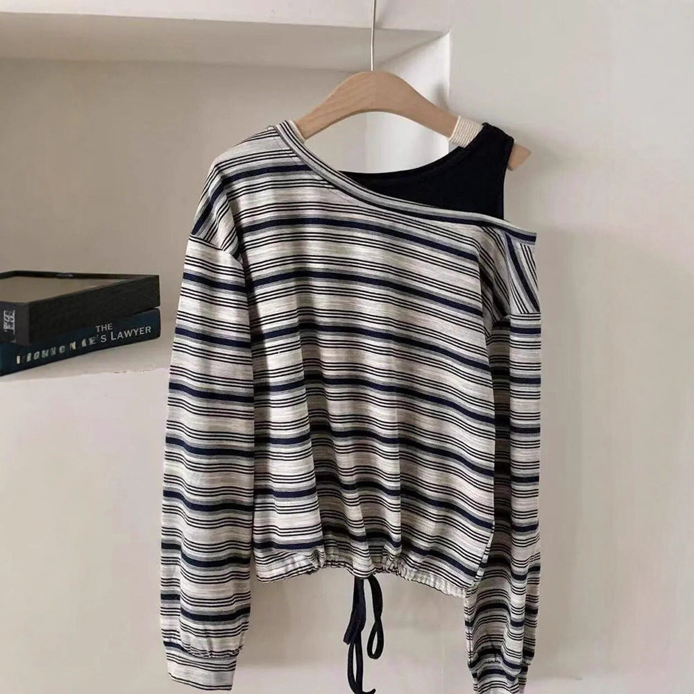 Kvinders afslappede skjorte med lange ærmer og off-shoulder design Stilla
