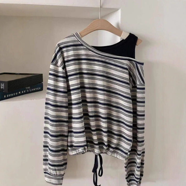 Kvinders afslappede skjorte med lange ærmer og off-shoulder design Stilla