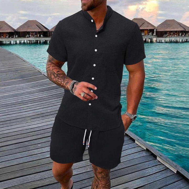Herrer casual kortærmede entry skjorter med matchende shorts Stilla
