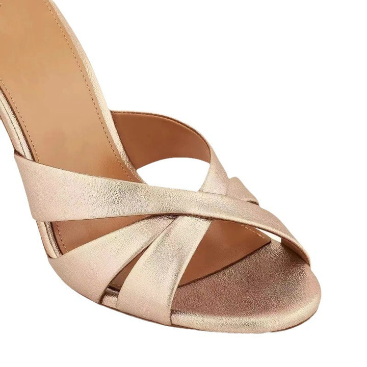 Femme Slide Sandaler med dekorative, med krystaller prydede hæle Stilla
