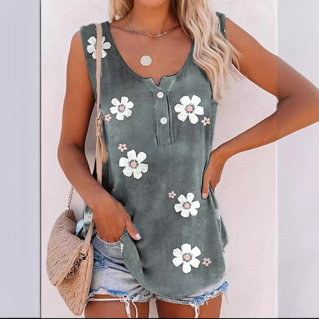 Dame Floral Broderet ærmeløs top Stilla