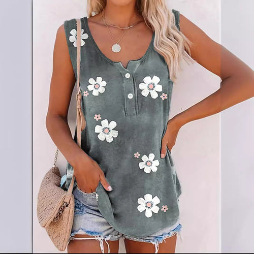 Dame Floral Broderet ærmeløs top Stilla