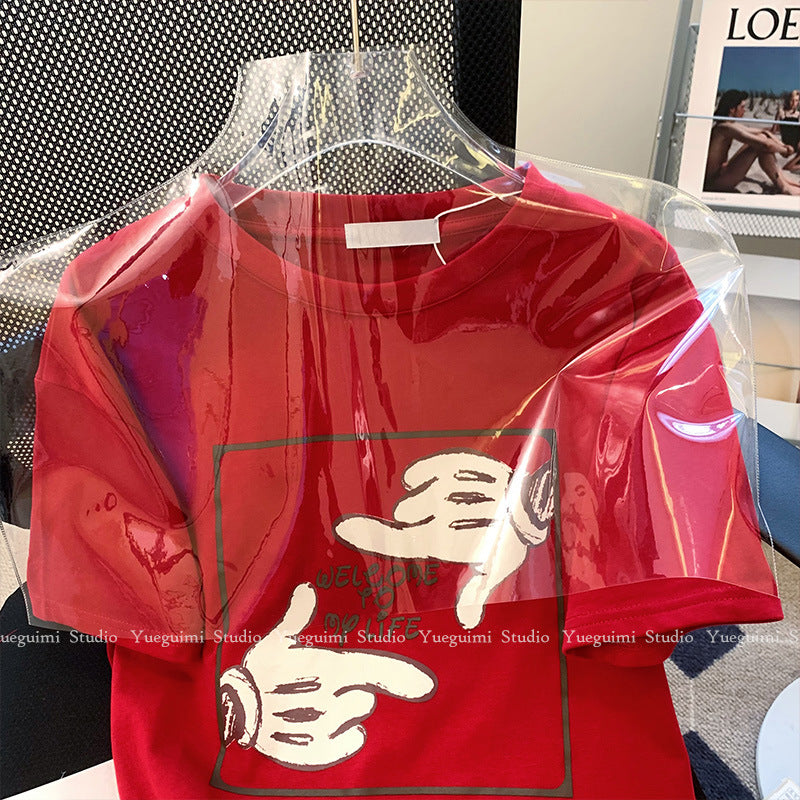 Dame T-shirt med kreativ håndgrafikdesign og afslappet pasform Stilla