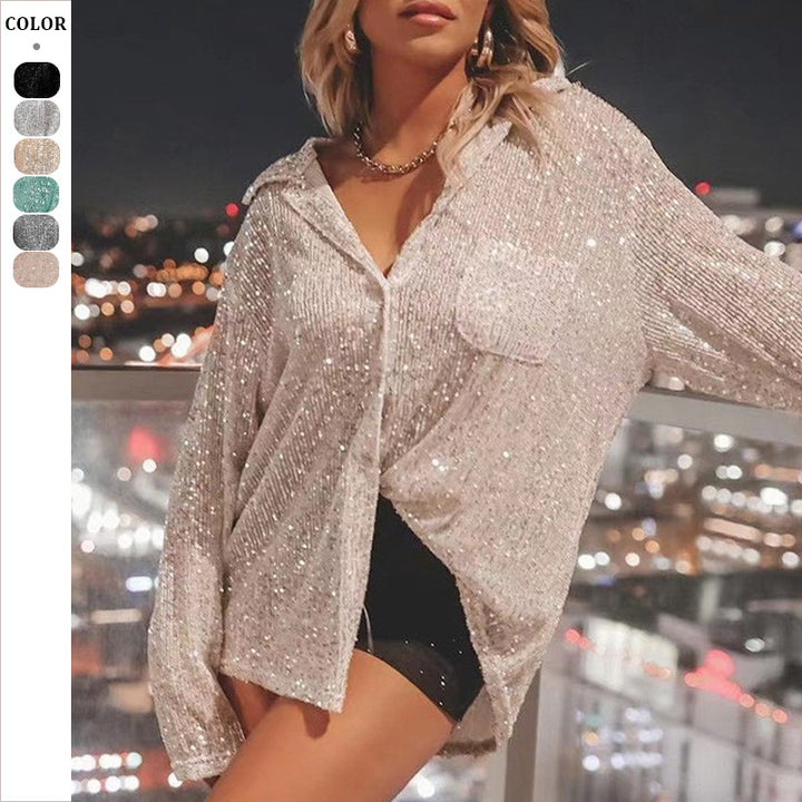 Dame Mode Bluse med Glimmer og løs pasform Stilla