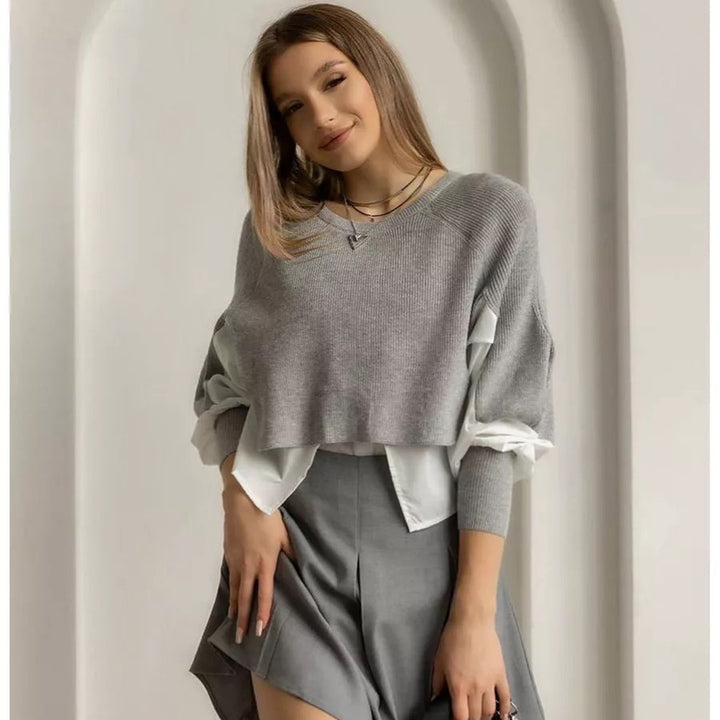 Femme Lagdelt Look Strikpullover med strukturerede detaljer Stilla