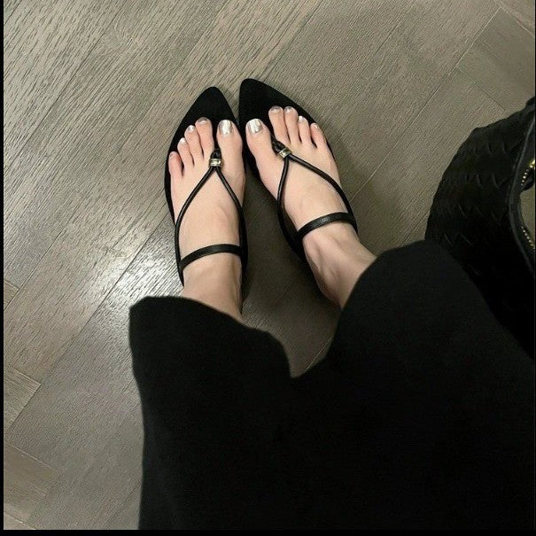 Damer Minimalistisk Spids-Pantolette Sandaler Stilla