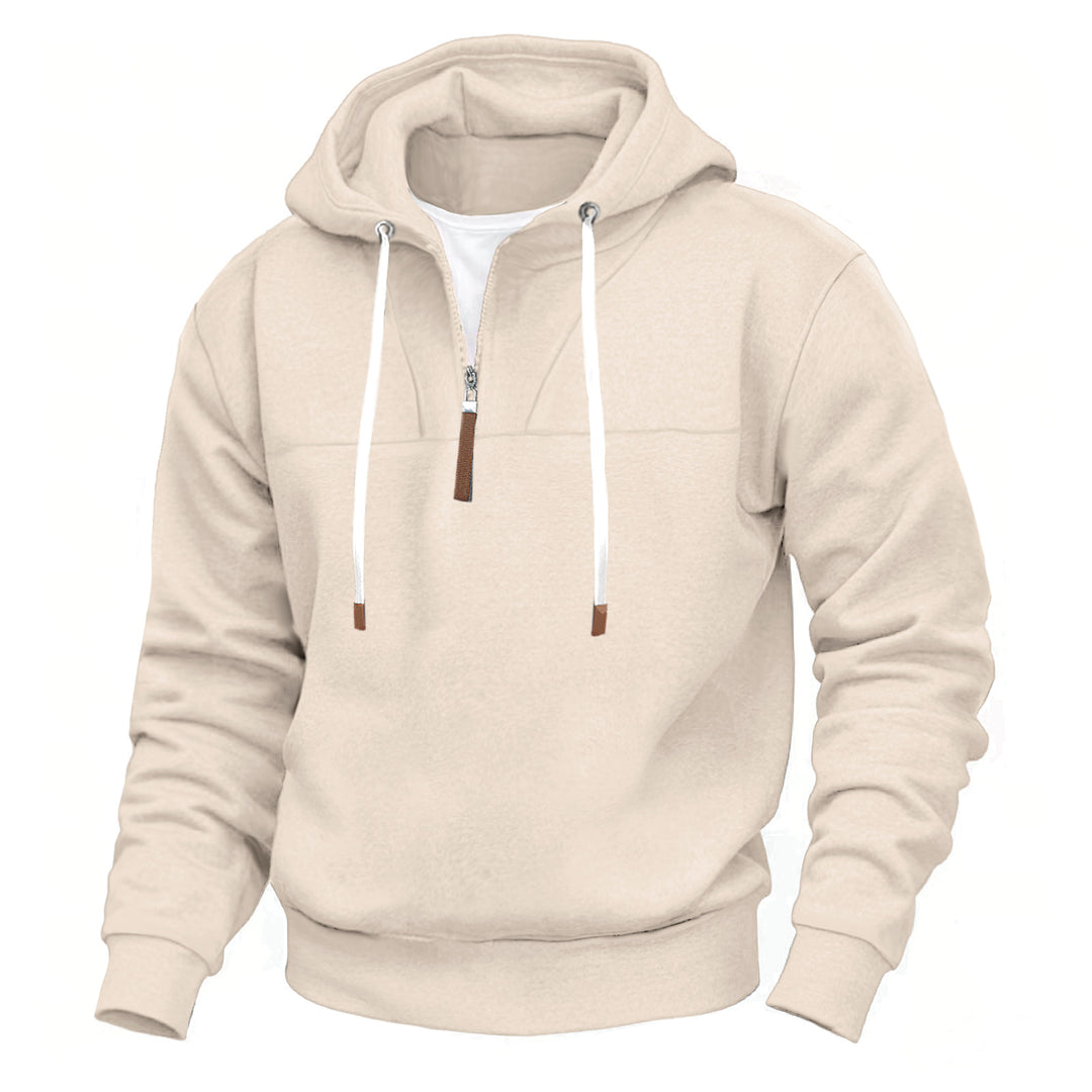 Herre casual hættetrøje med halv lynlås og fashionable detaljer Stilla