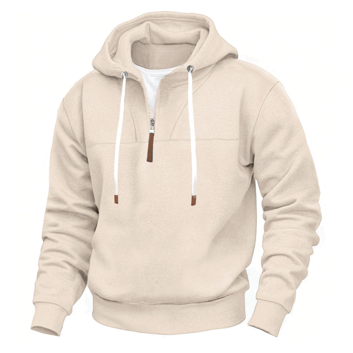 Herre casual hættetrøje med halv lynlås og fashionable detaljer Stilla