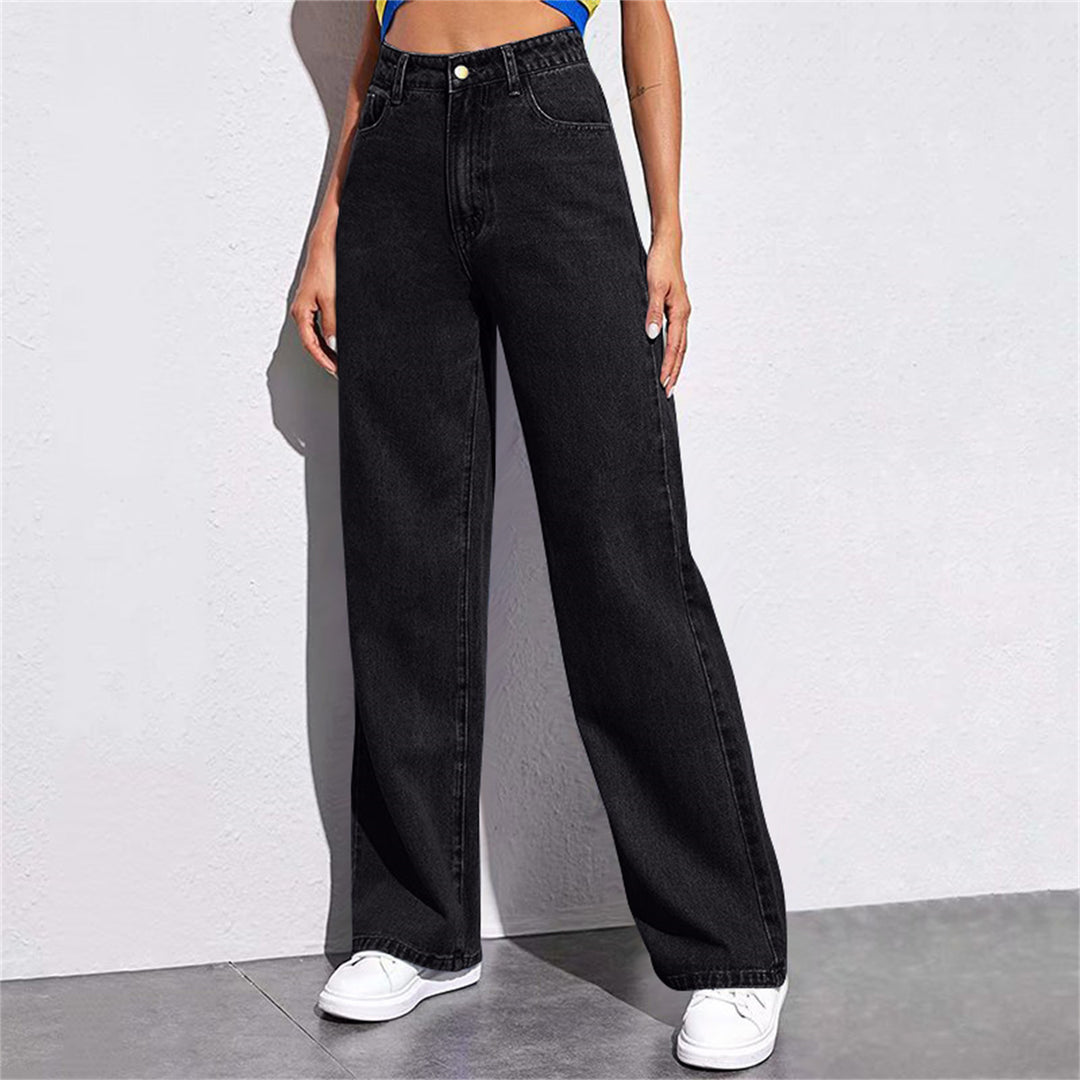 Dame brede jeans med høj talje og moderne snit Stilla