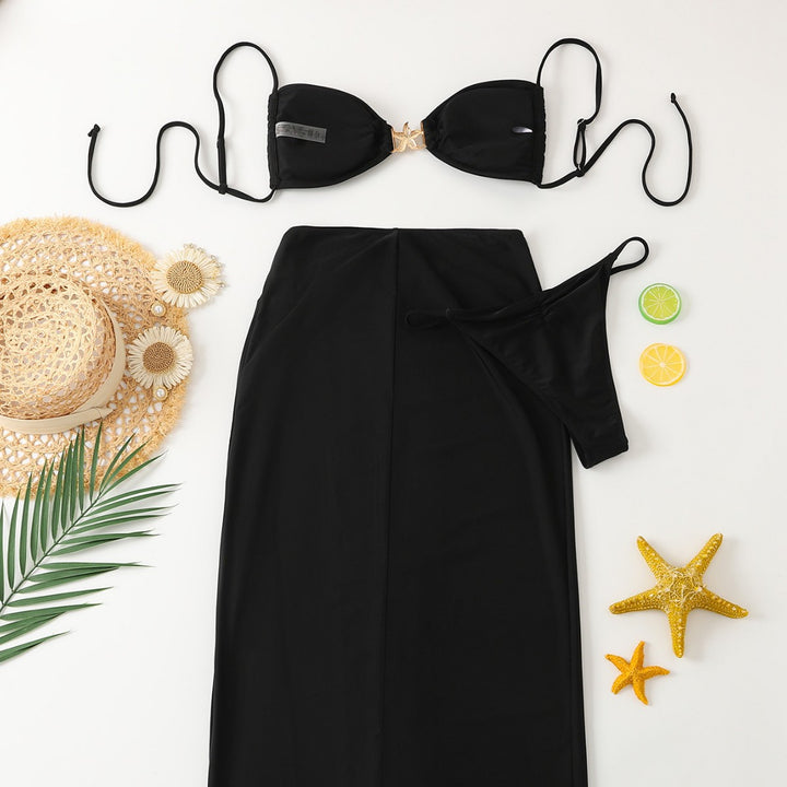 Dame Maxi-Sarong med sidelange split og dekorativ lukning Stilla