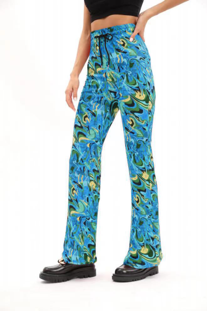 Dame blomstermønster flared pants Stilla