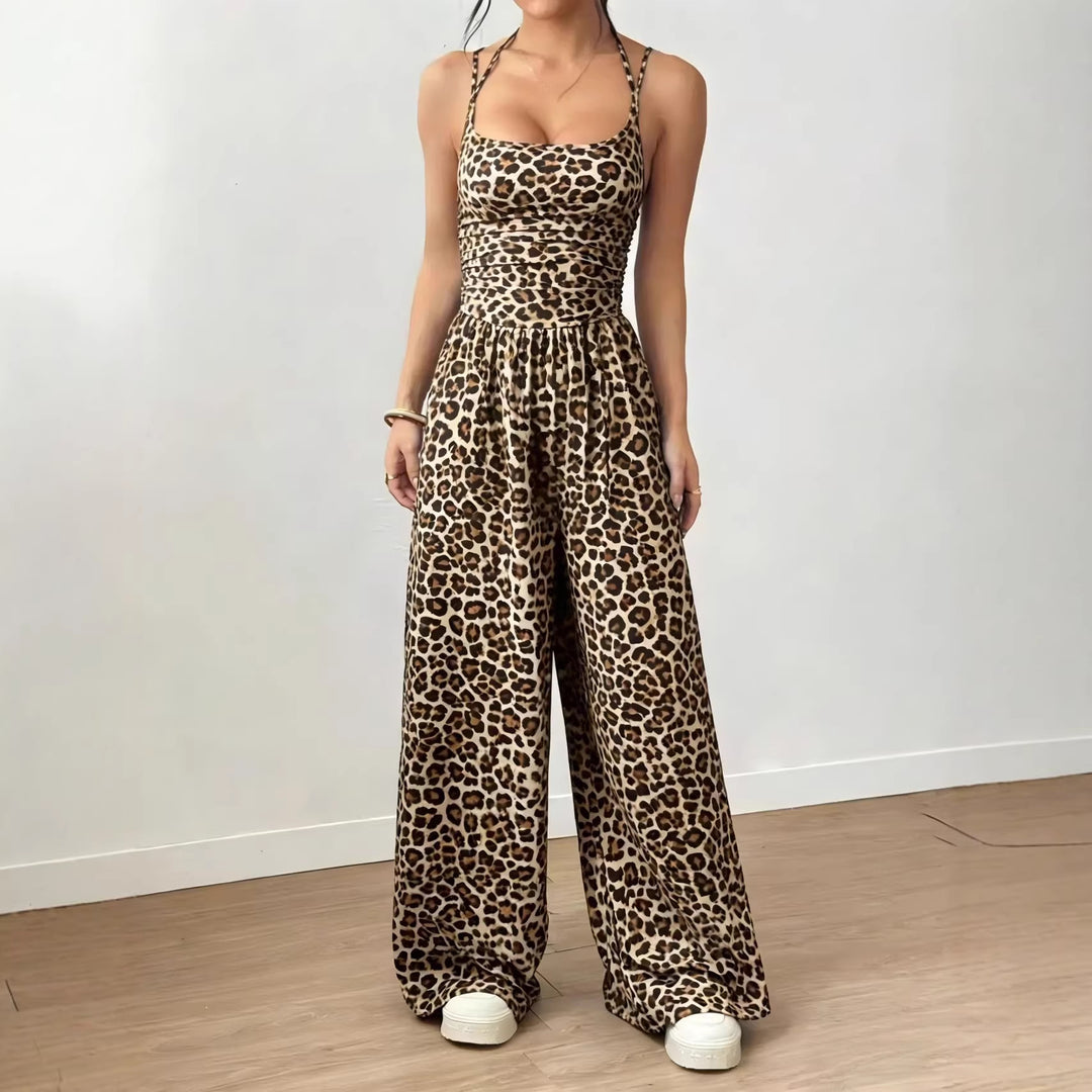 Dame Elegant Jumpsuit med brede ben og spaghetti-stropper Skovae