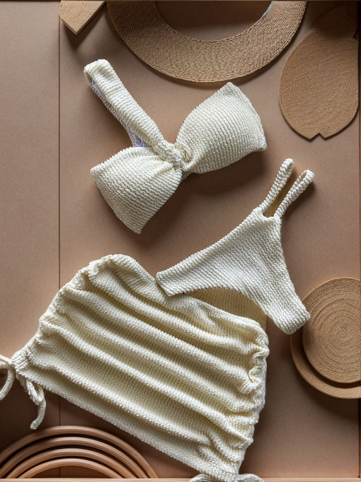 Dame Bikiniskørt med elegant indpakningsdesign og struktureret overflade Stilla