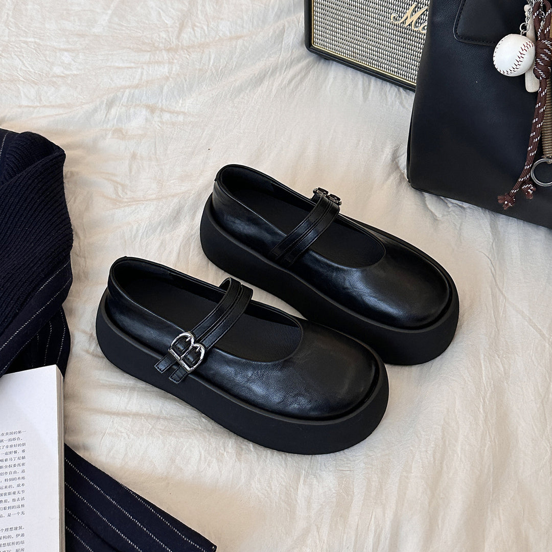 Femme Dobbelt-rem Platform Mary Jane Sko Stilla
