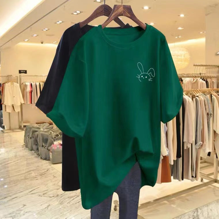 Dame T-shirt med afslappet kaninmotiv og moderne oversized snits Stilla