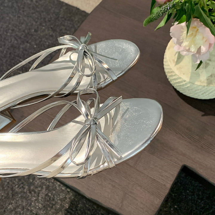 Dame elegante Open-Toe Slide Sandaler med sløjfeaccent Stilla