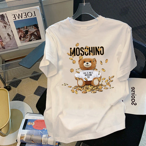 Dame T-shirt med unik bjørnemotiv og trendy tryk Stilla