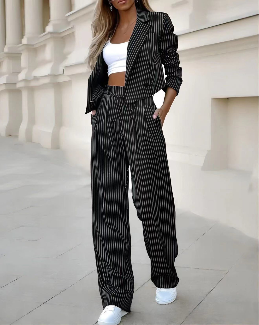Dame Elegant og moderne Striped jakkesæt Stilla