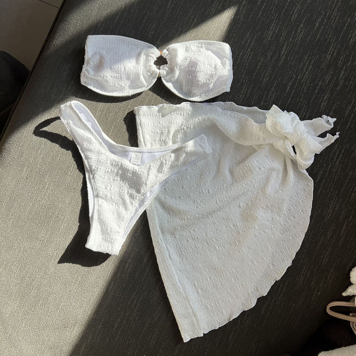 Dame Bandeau-bikini med raffineret omslagsskovl Stilla