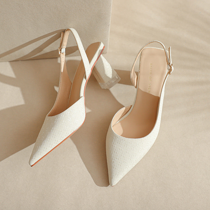 Dame Elegant Spids Tå Slingback Hæle med Transparent Blokhæle Stilla
